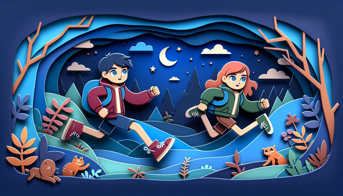 Paper art illustration for Ginny and Georgia quiz on a dark blue background