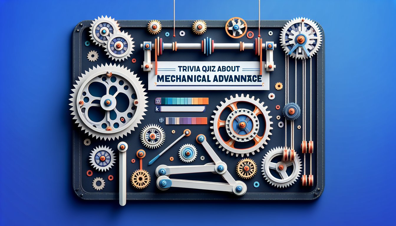 Colorful paper art showcasing gears and levers for Mechanical Advantage Quiz