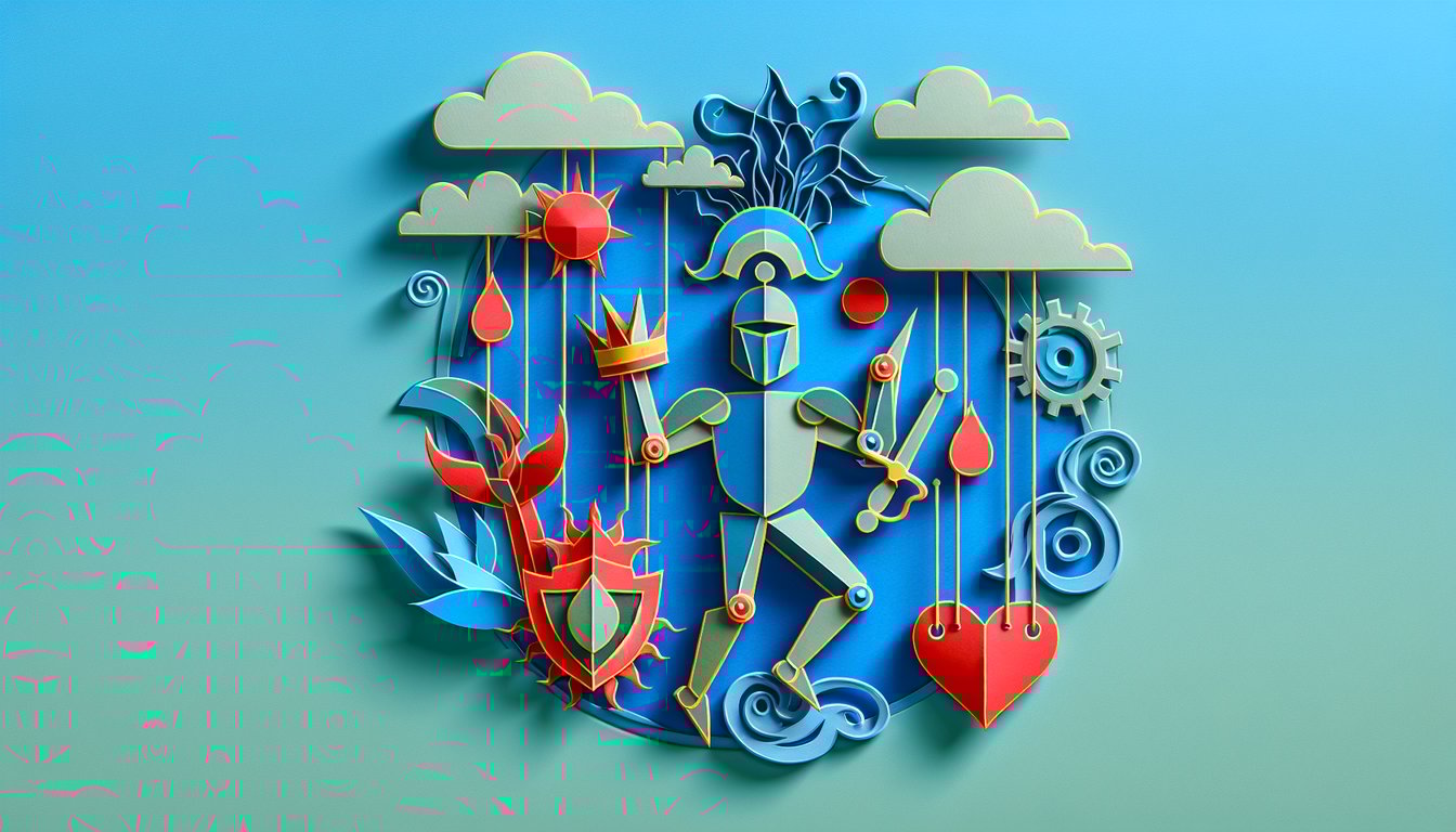 Paper art illustration for toxic trait test quiz on sky blue background