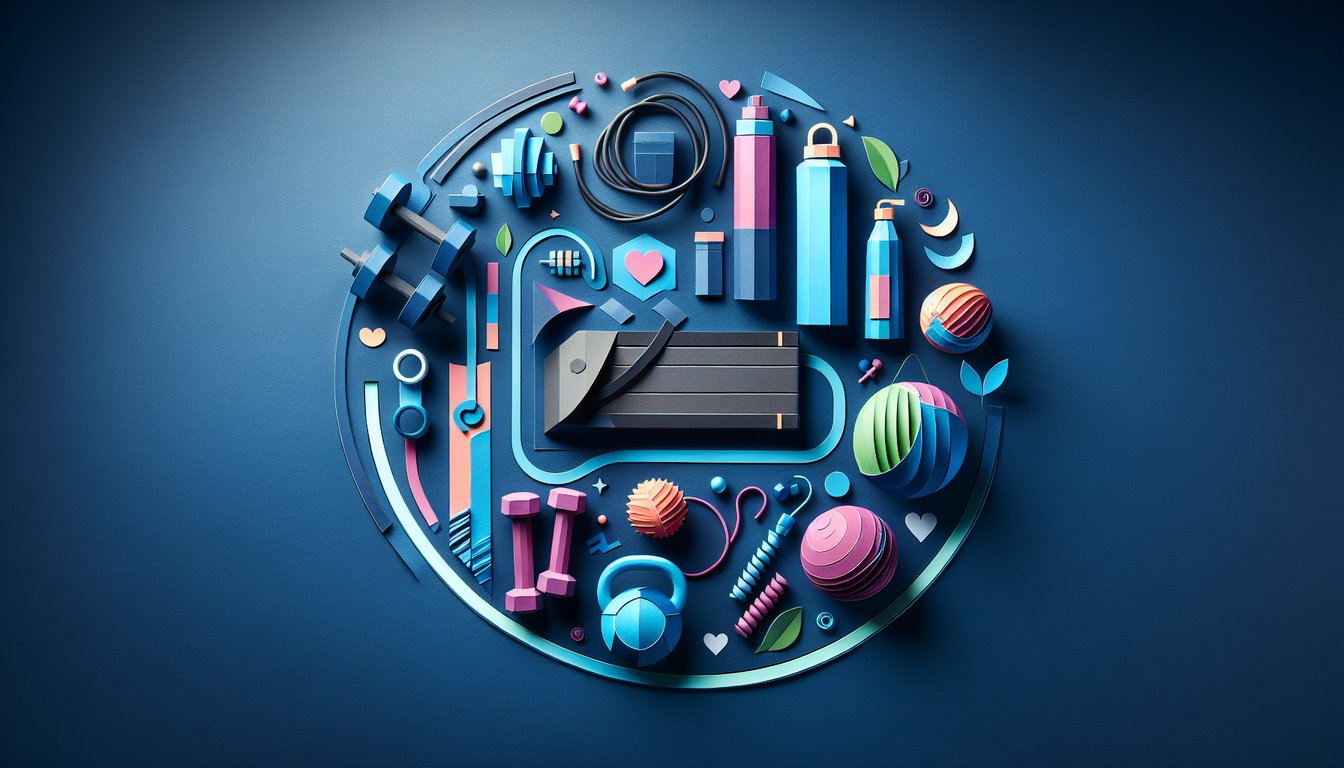 Colorful paper art depicting elements related to a fitness knowledge assessment quiz