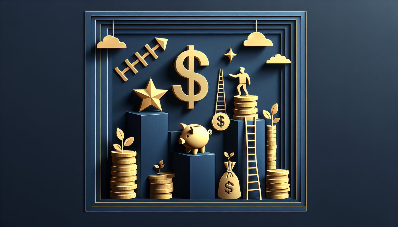 Paper art illustration for millionaire potential quiz on a dark blue background