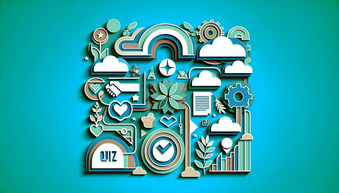 stylized paper art cutout faces representing Good Place characters over a teal background quiz banner