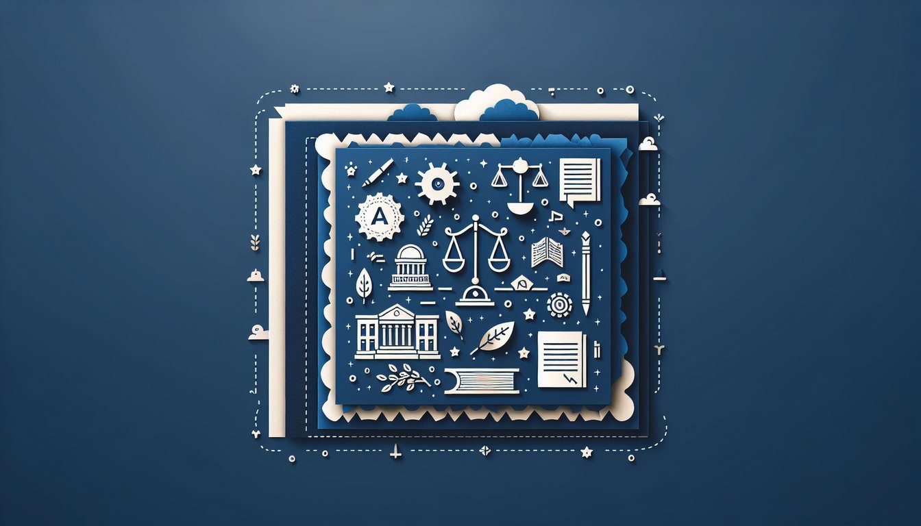 Colorful paper art depicting elements related to a Basic Law Knowledge Quiz