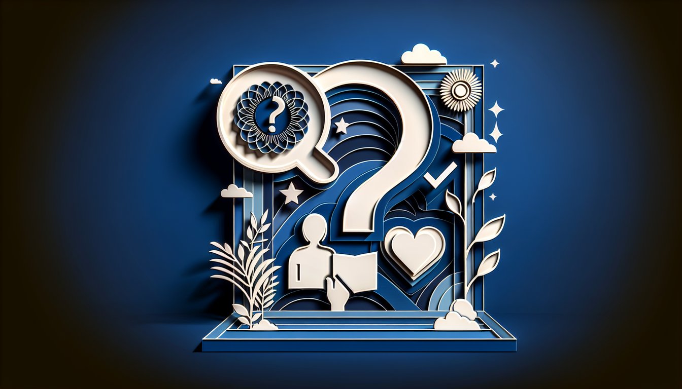 Paper art illustration for girlfriend potential quiz on dark blue background