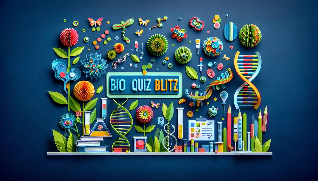 Paper art representing a dynamic high school biology trivia quiz for knowledge assessment