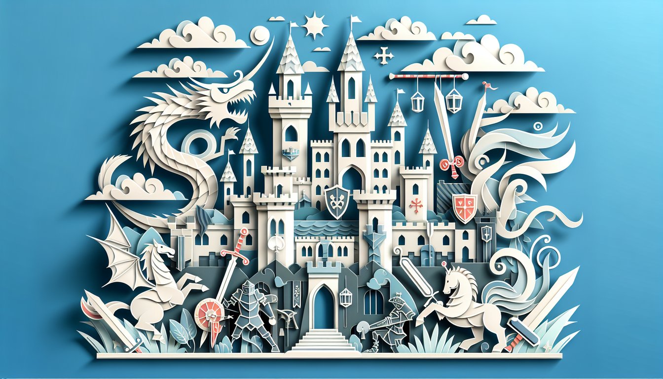Paper art illustration for free GOT character quiz revealing your inner heroine on sky blue background