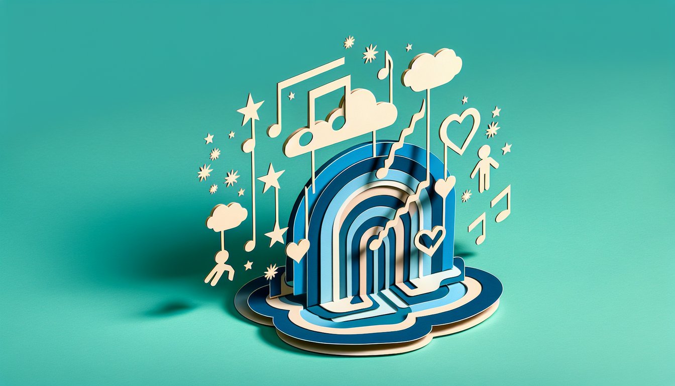 Paper art illustration for Justin Bieber personality quiz on a teal background