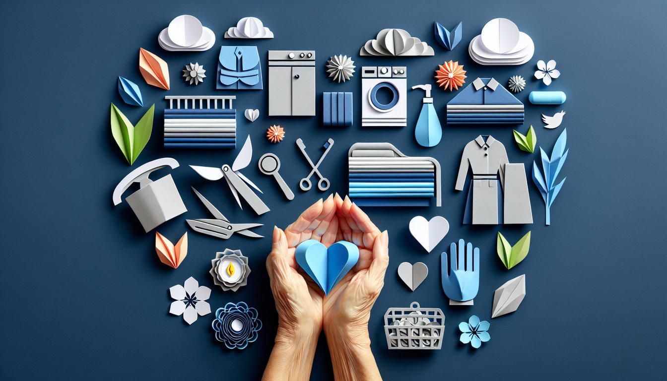 Colorful paper art promoting Eldercare Textile Service Knowledge Quiz