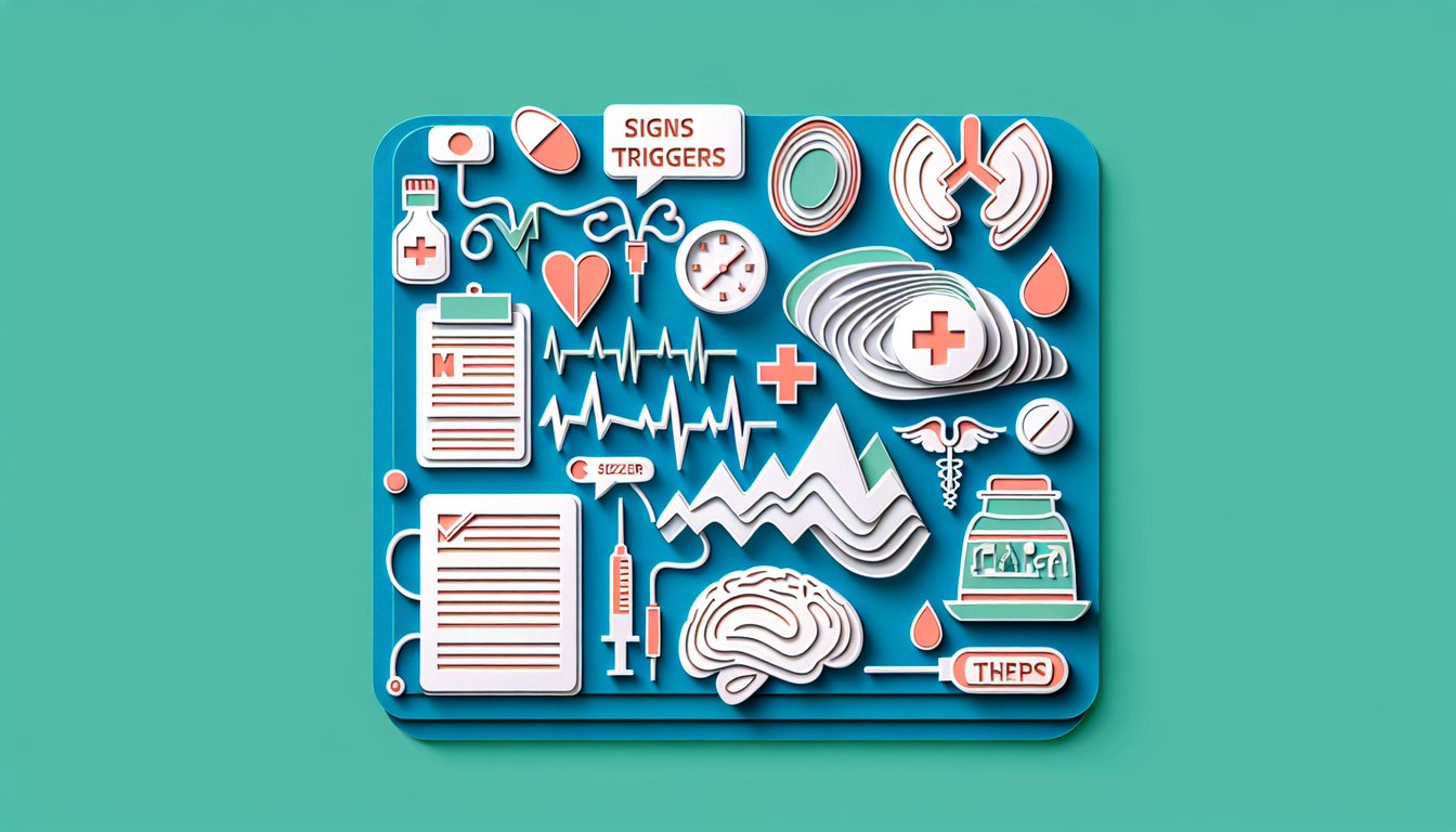 paper cut brain graphic, seizure quiz title text on teal background