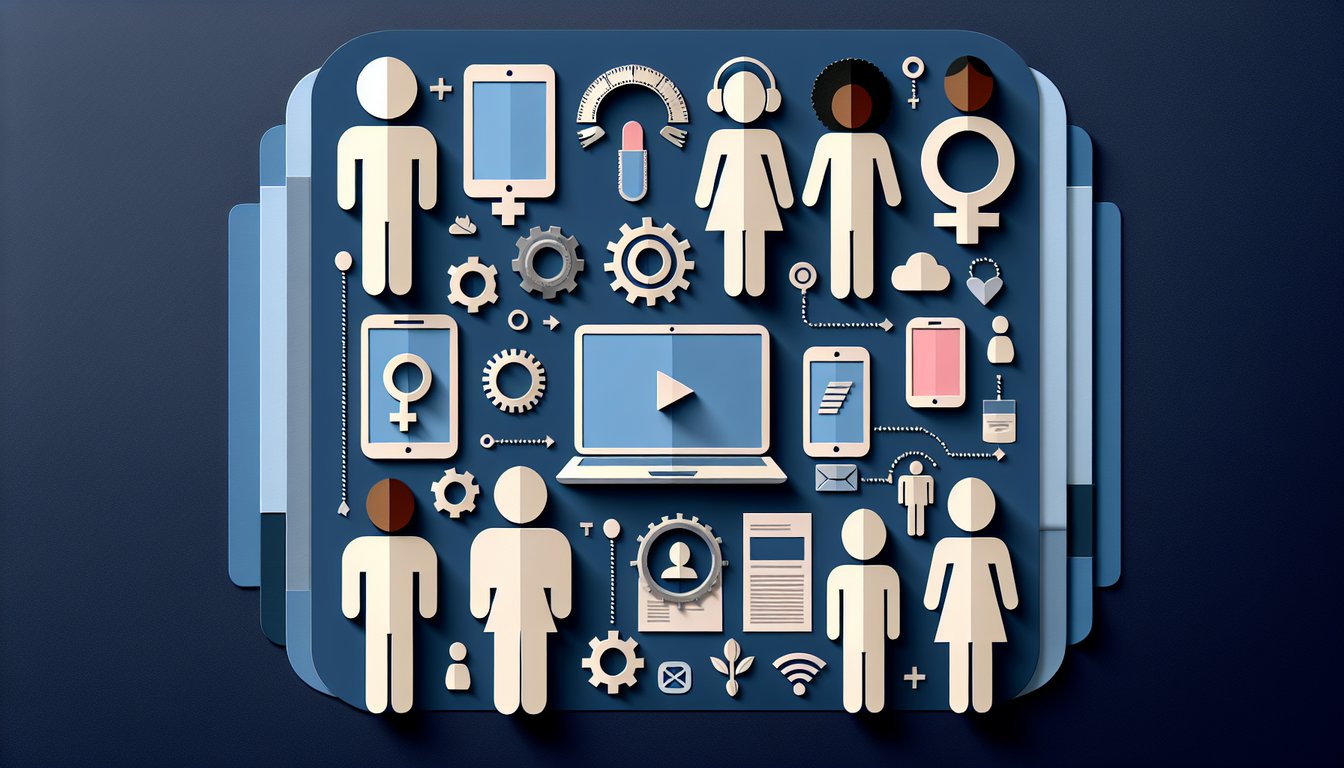 3D voxel art illustrating concepts from Race, Gender, and Information Technology course