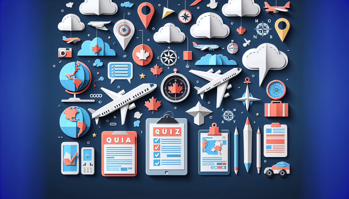 Colorful paper art featuring Canadian Aviation Regulations Compliance Quiz theme