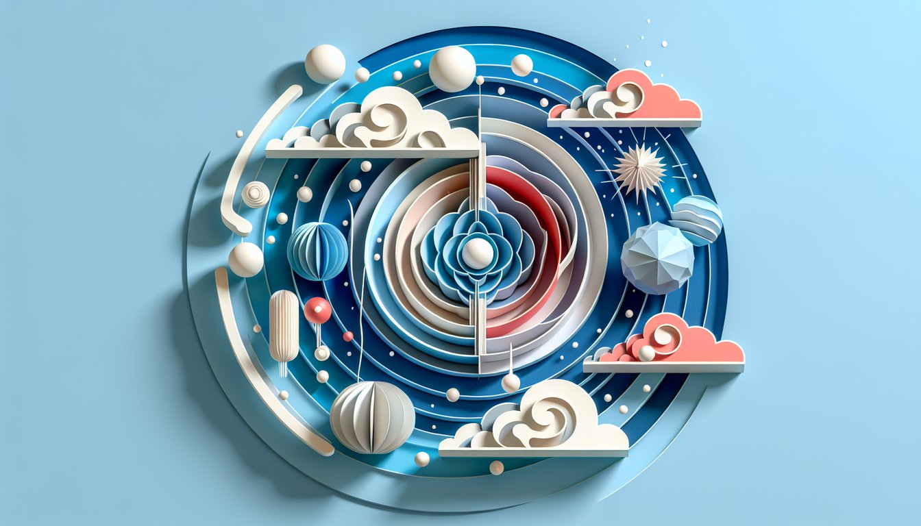 Paper art illustration for kinesis powers quiz on sky blue background