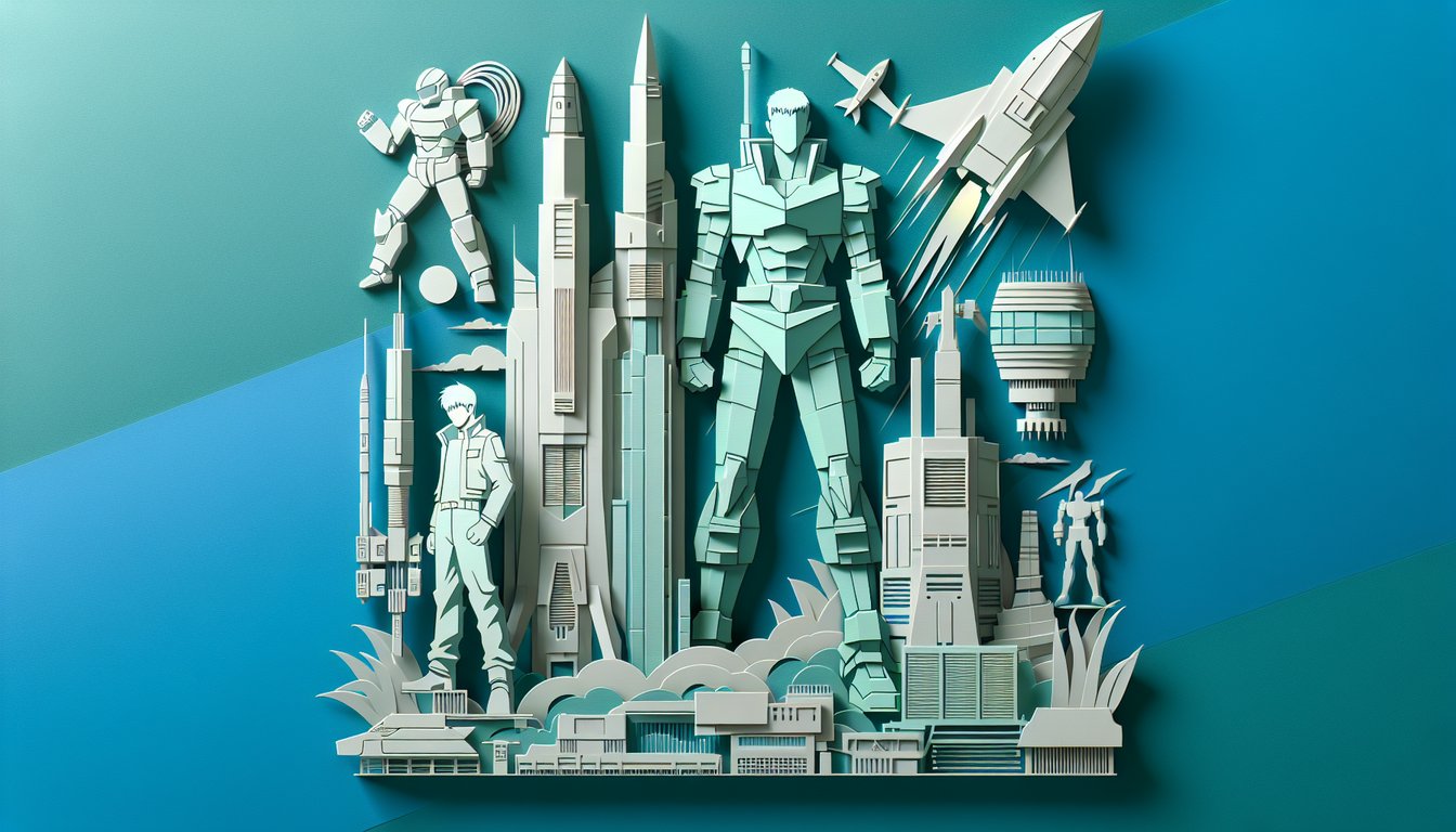 Paper art on teal background shows Attack On Titan cutouts around quiz text to find your ideal boyfriend match