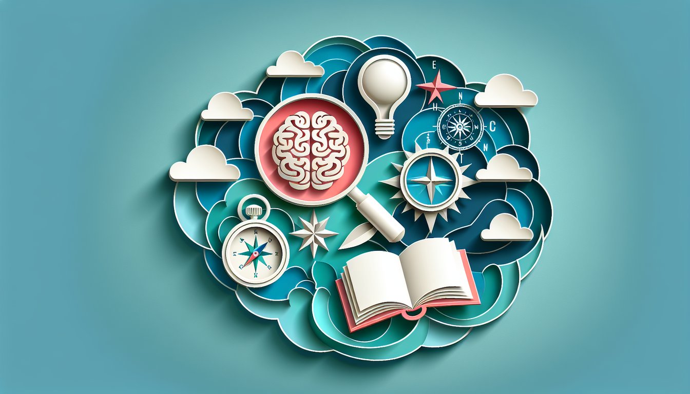 Paper art illustration for a quiz exploring deepest desires and excitement on a teal background.