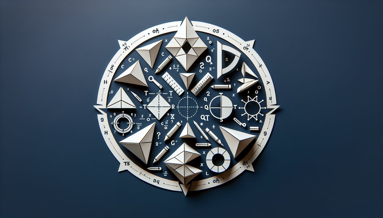 Paper art representing a trivia quiz on geometric transformations for high school students.