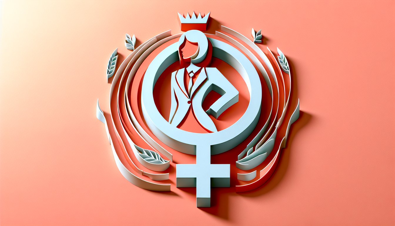 Paper art illustration for alpha female personality quiz on a coral background