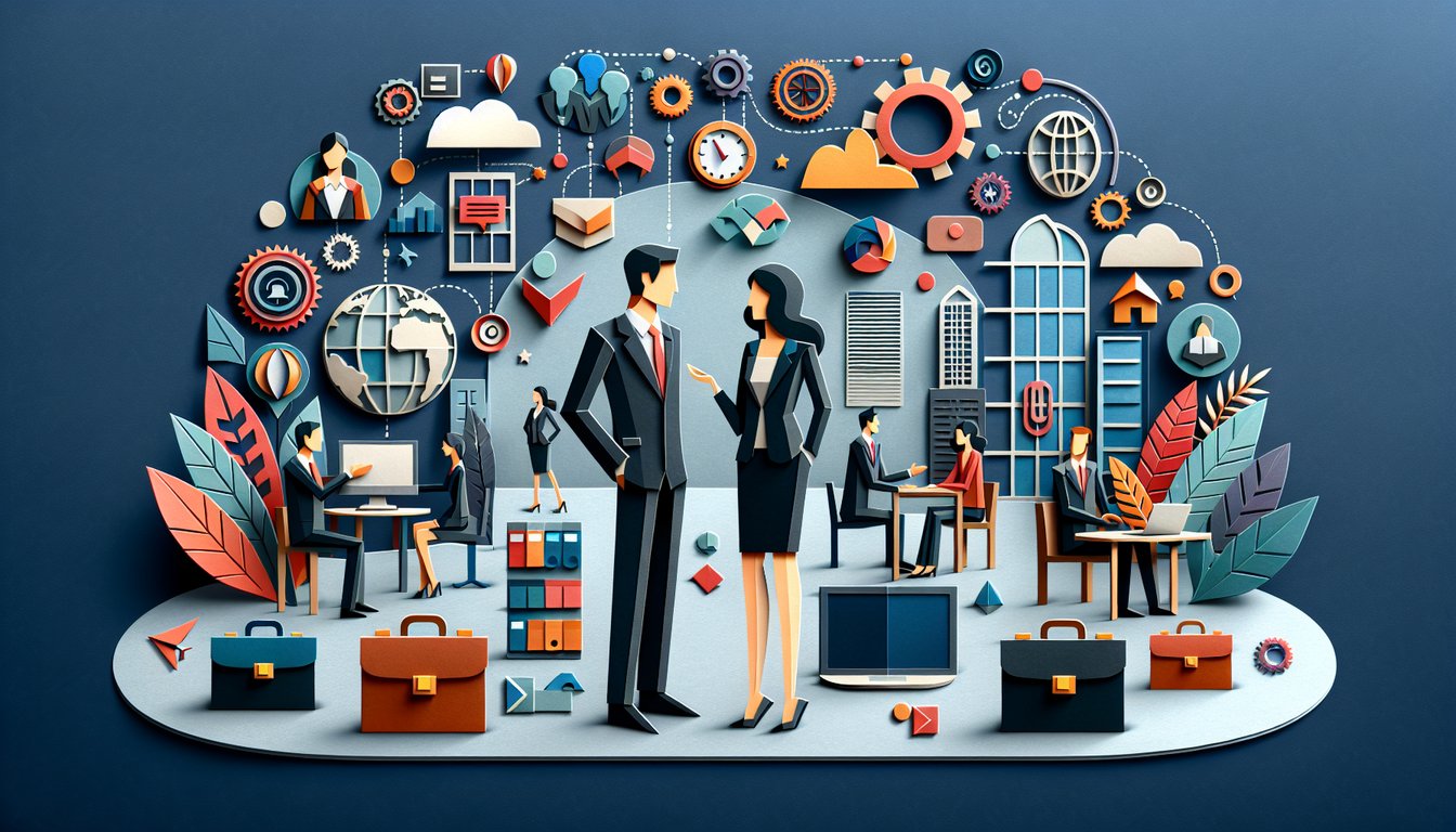 3D voxel art illustrating Business and Professional Communication course content