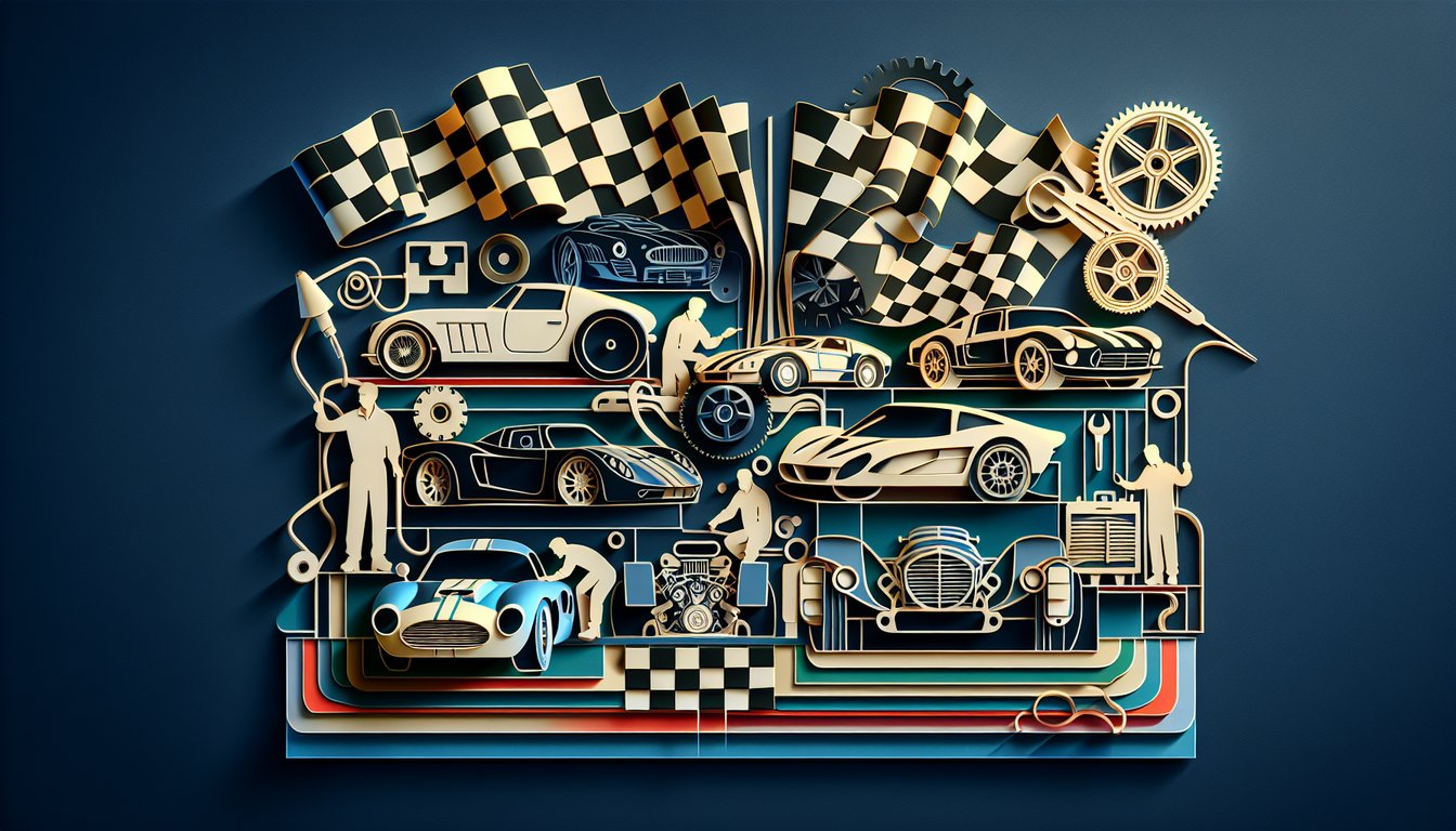 Paper art car graphic on dark blue background with quiz title and car icons inviting a trivia challenge