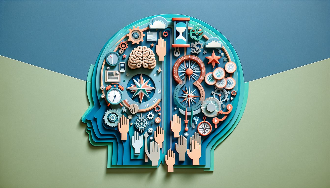 Paper art style illustration of political spectrum icons on a teal background promoting a free quiz to test ideology