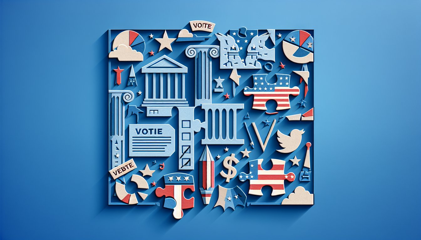 Paper cut style AP Gov Chapter 8 quiz on presidential nominations and political processes on sky blue background