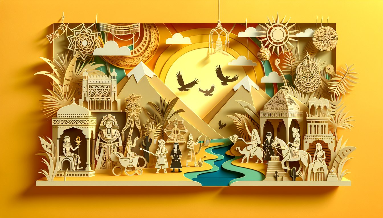 Paper art illustration for Fiskerton trivia quiz header featuring Doc and Drew Saturday on golden yellow background.