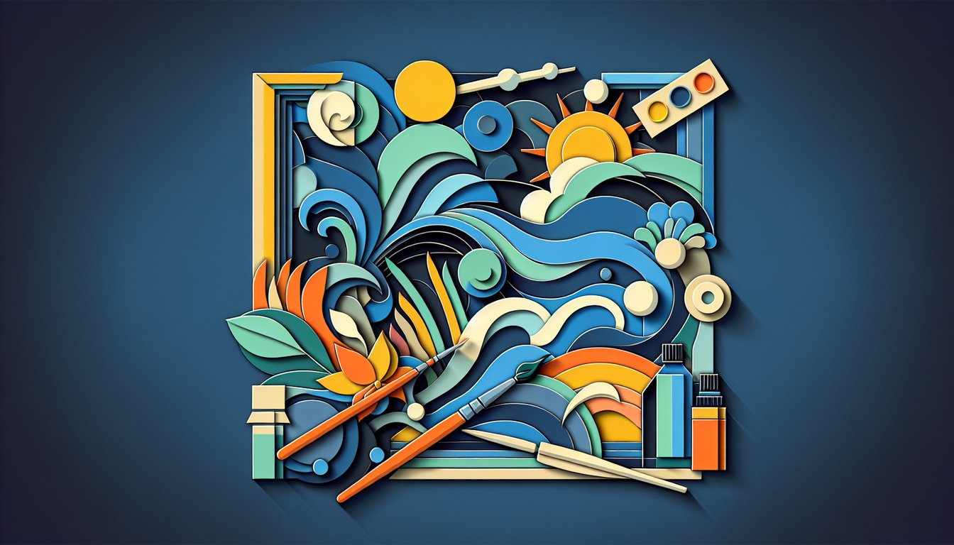 Vibrant paper art promoting Fauvist Art Frenzy, a dynamic quiz for high school art students.