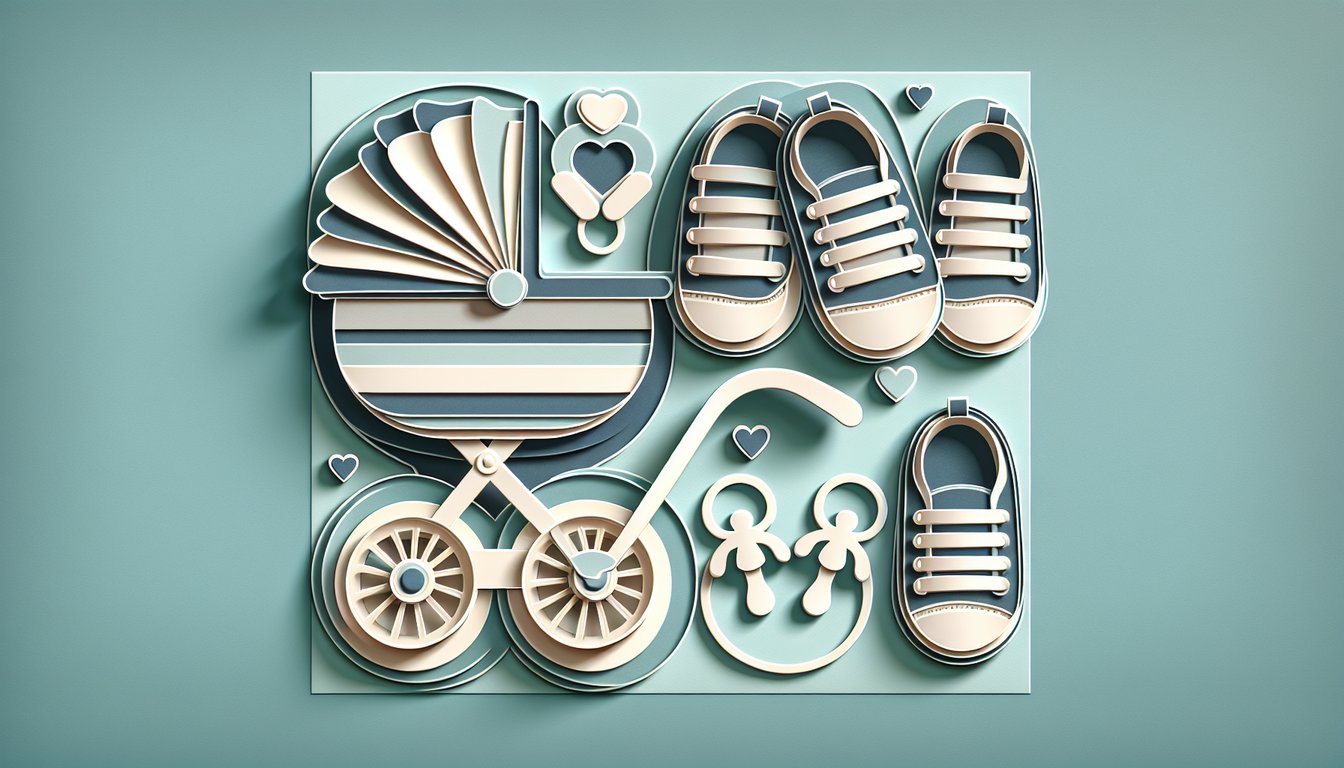Paper art illustration of two babies and hearts for Am I Having Twins quiz on teal background