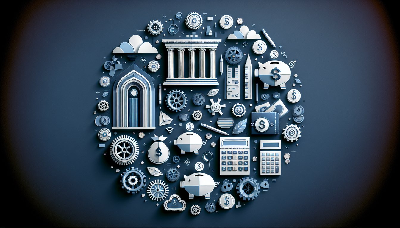 Paper art illustrating Banking Blitz Quiz for high school students to test banking principles knowledge.
