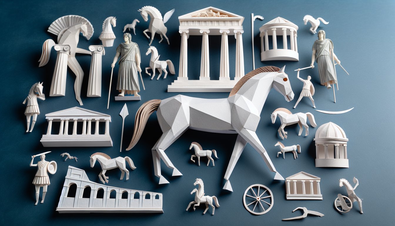 Colorful paper art promoting a Museum Equestrian Trivia Quiz.