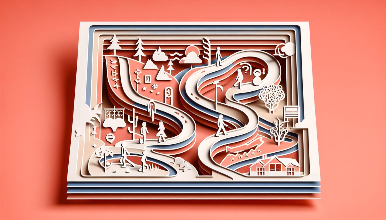 Paper art illustration for Eddsworld personality quiz on a coral background