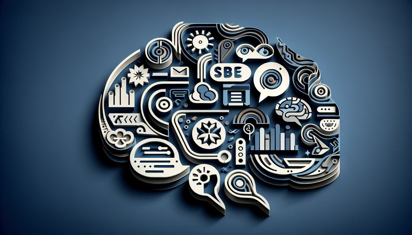 Paper art illustration for linguistic intelligence quiz on dark blue background