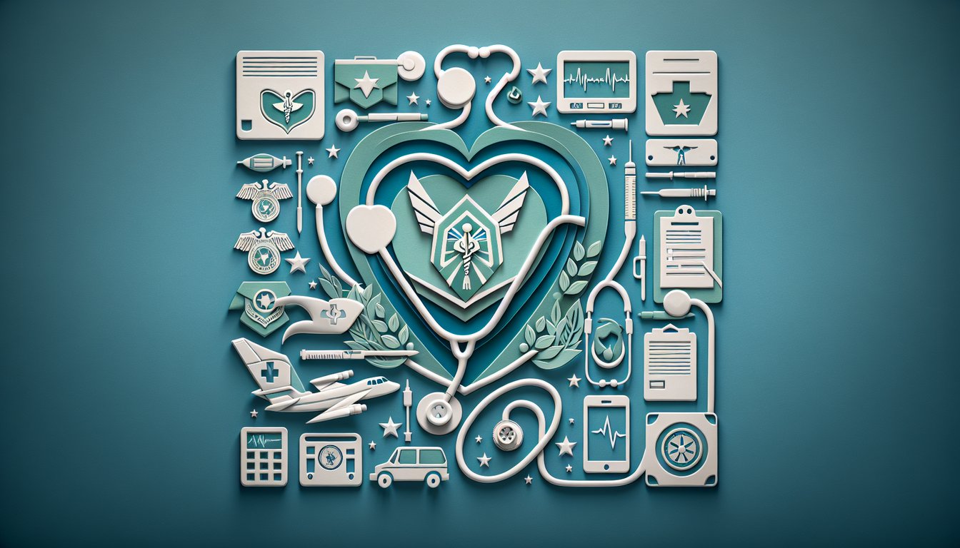 Paper art illustration of Air Force medical gear and AFI 36-2626 manual on teal background promoting 4N051 Journeyman quiz