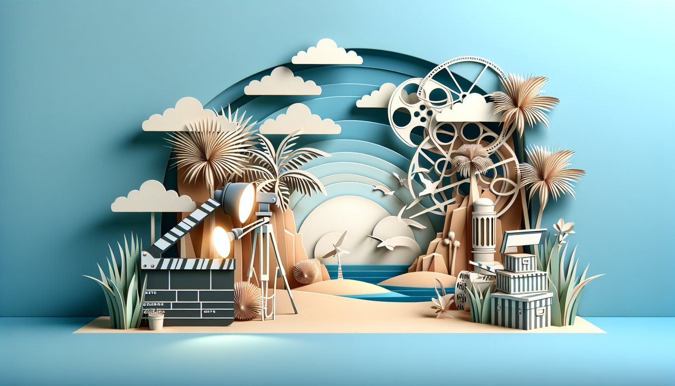 Paper art illustration of Total Drama quiz featuring cast from Total Drama Island and Action on a sky blue background