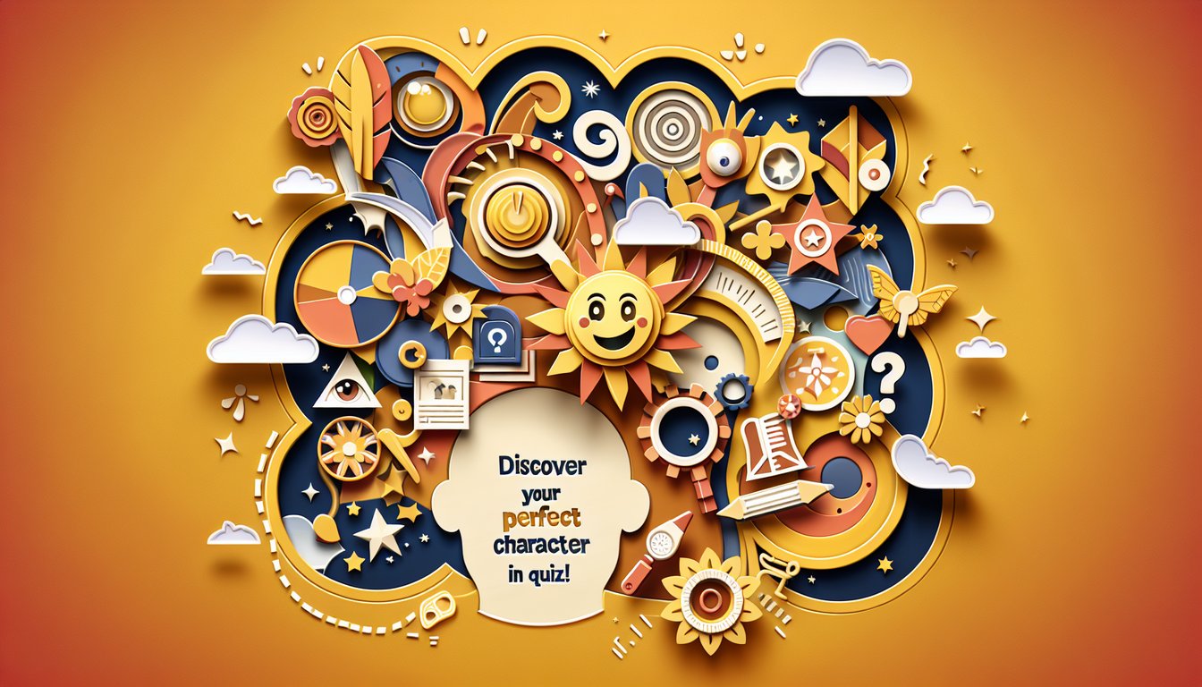 paper art illustration of gacha life characters around quiz title on golden yellow background