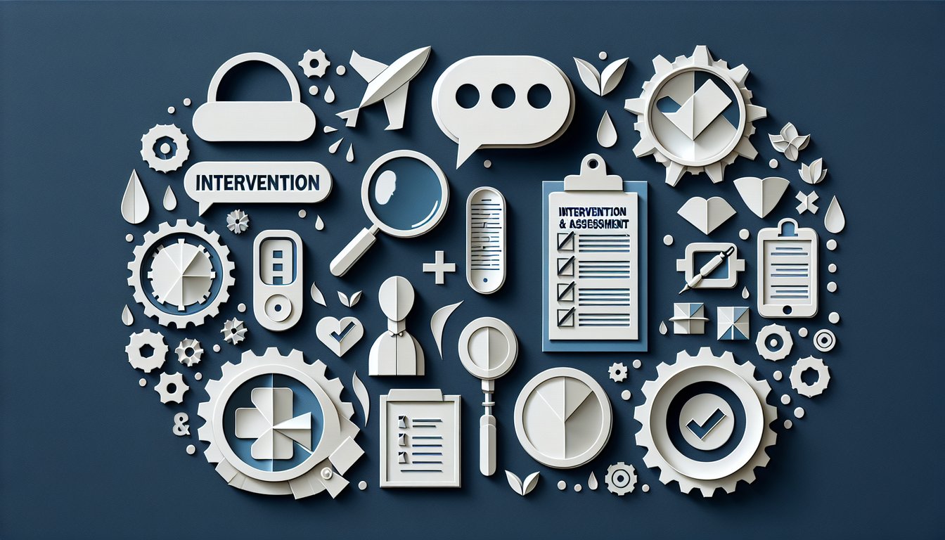3D voxel art illustrating the Intervention and Assessment course content