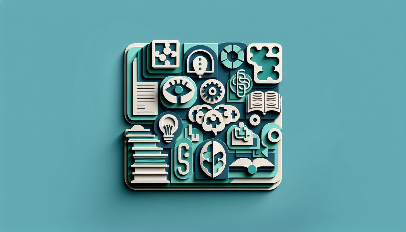 Paper art illustration for intelligence test for 12 year olds and middle schoolers on teal background