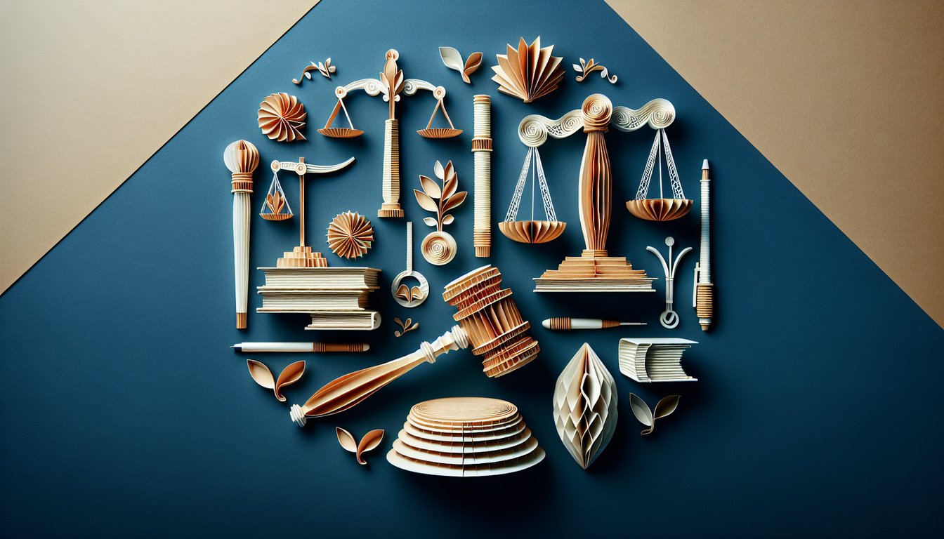 3D voxel art representing the study of Jurisprudence in high-quality detail