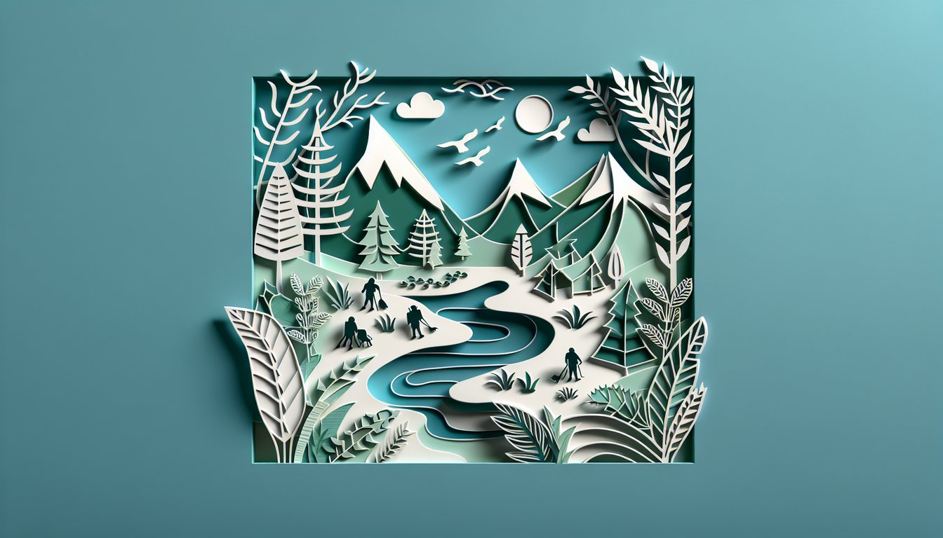 Paper art showing pig head mask broken conch shell stylized for Lord of the Flies Chapter 11 quiz on teal background
