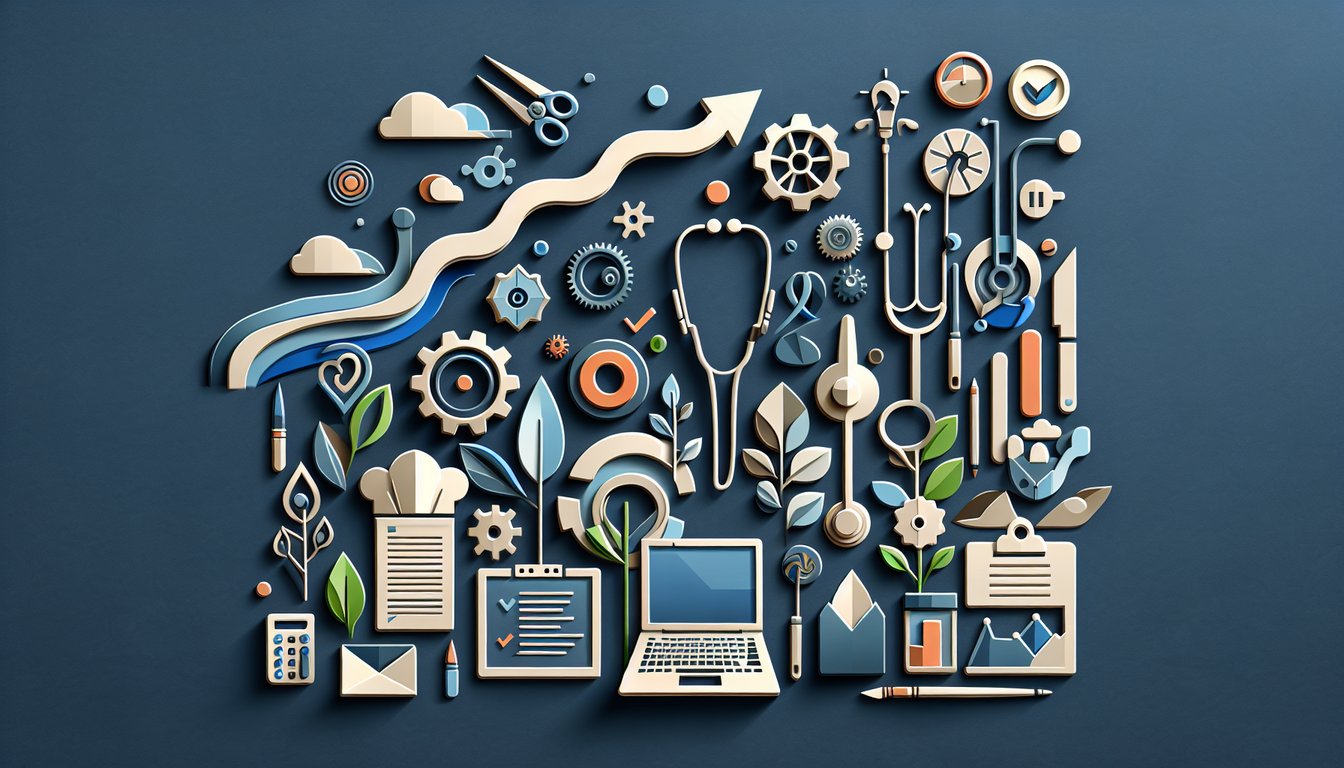 Paper art illustration for job performance quiz on dark blue background