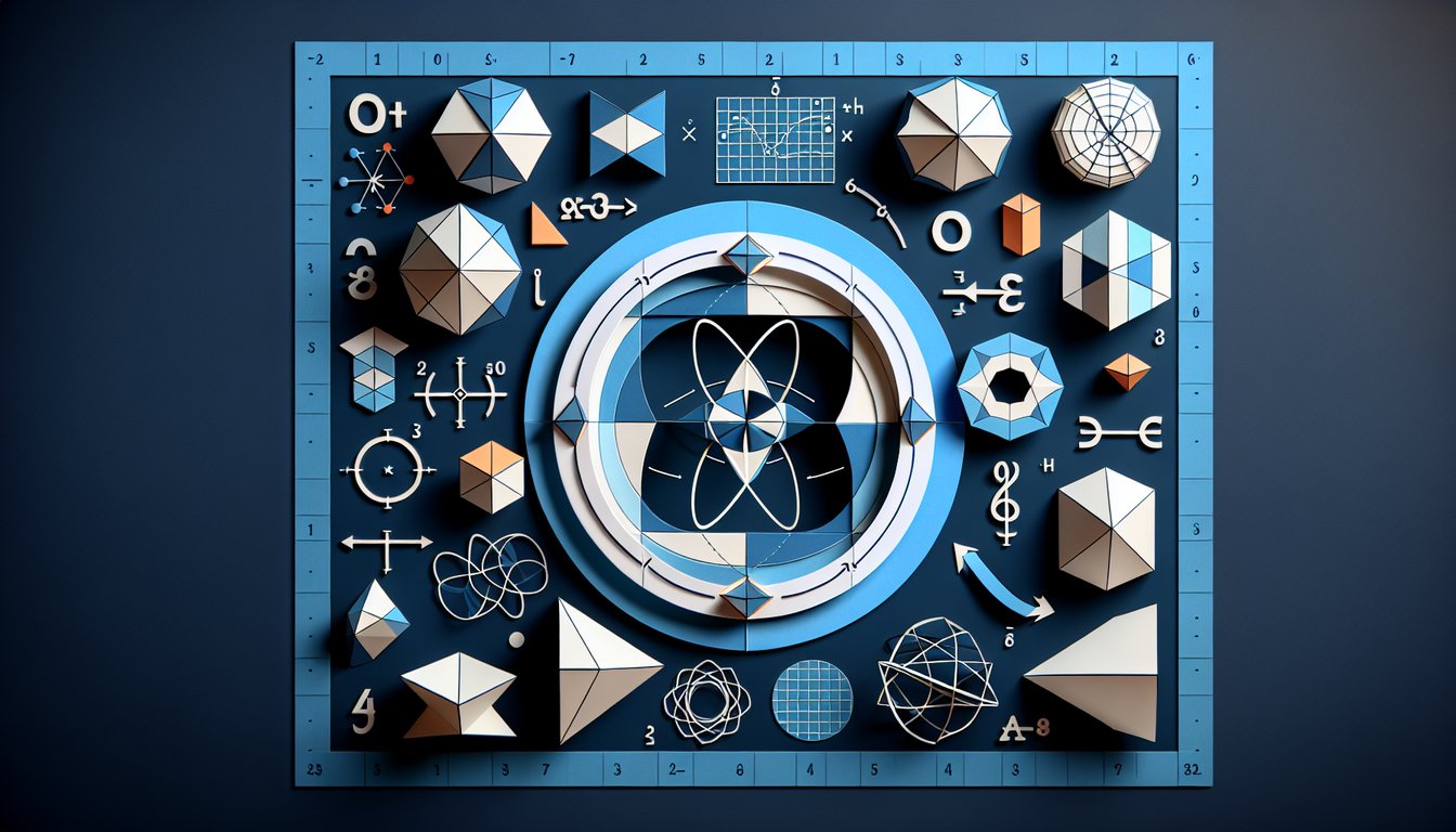 Colorful origami art promoting a Geometry trivia quiz for high school students.