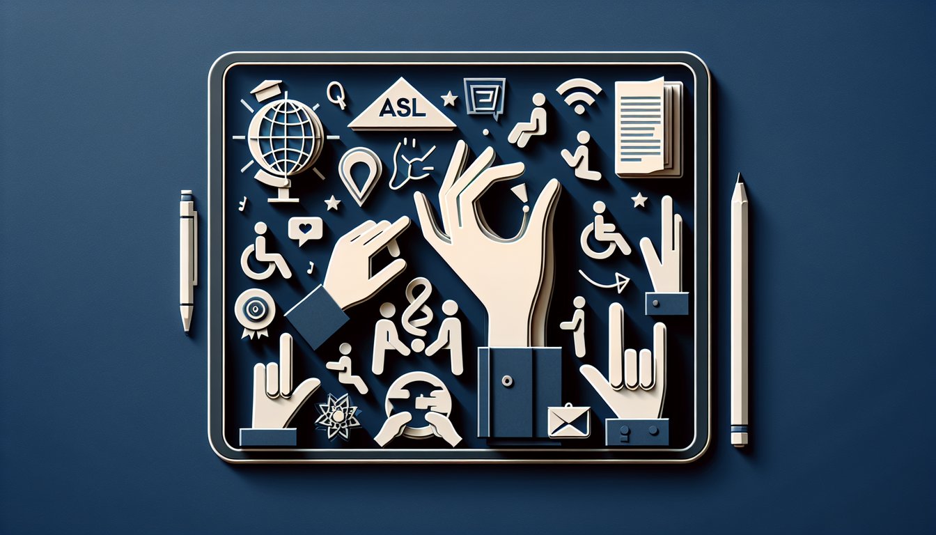 Paper art promoting ASL Alphabet Challenge, an interactive quiz for mastering American Sign Language.