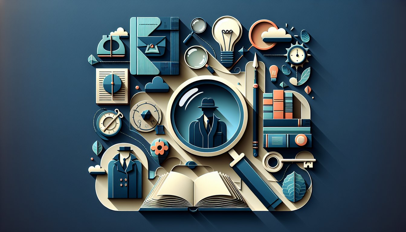 Paper art style open book with layered text shapes on dark blue background illustrating a literature inference quiz