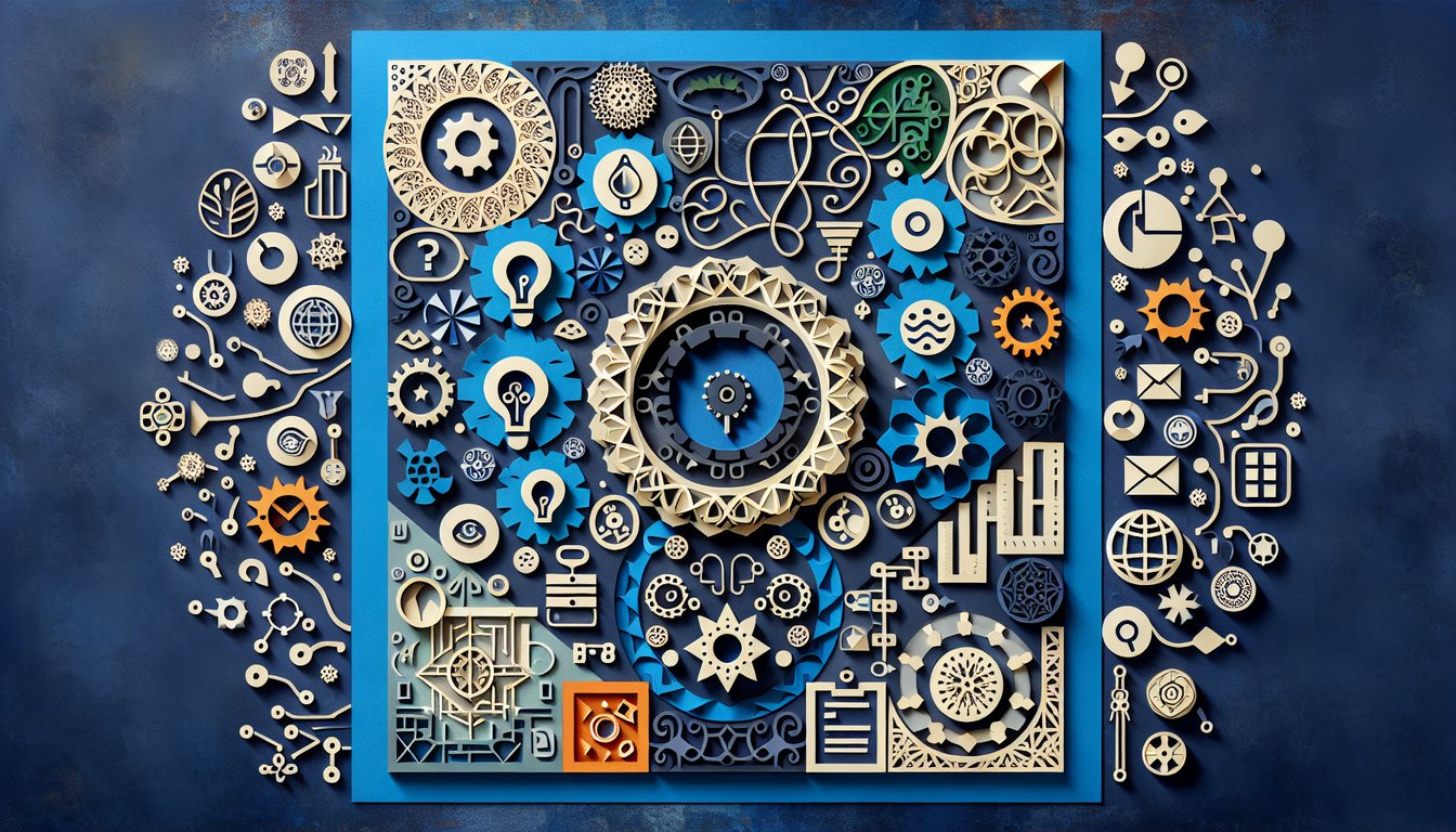 Colorful paper art illustrating a quiz on Process Development Knowledge Test