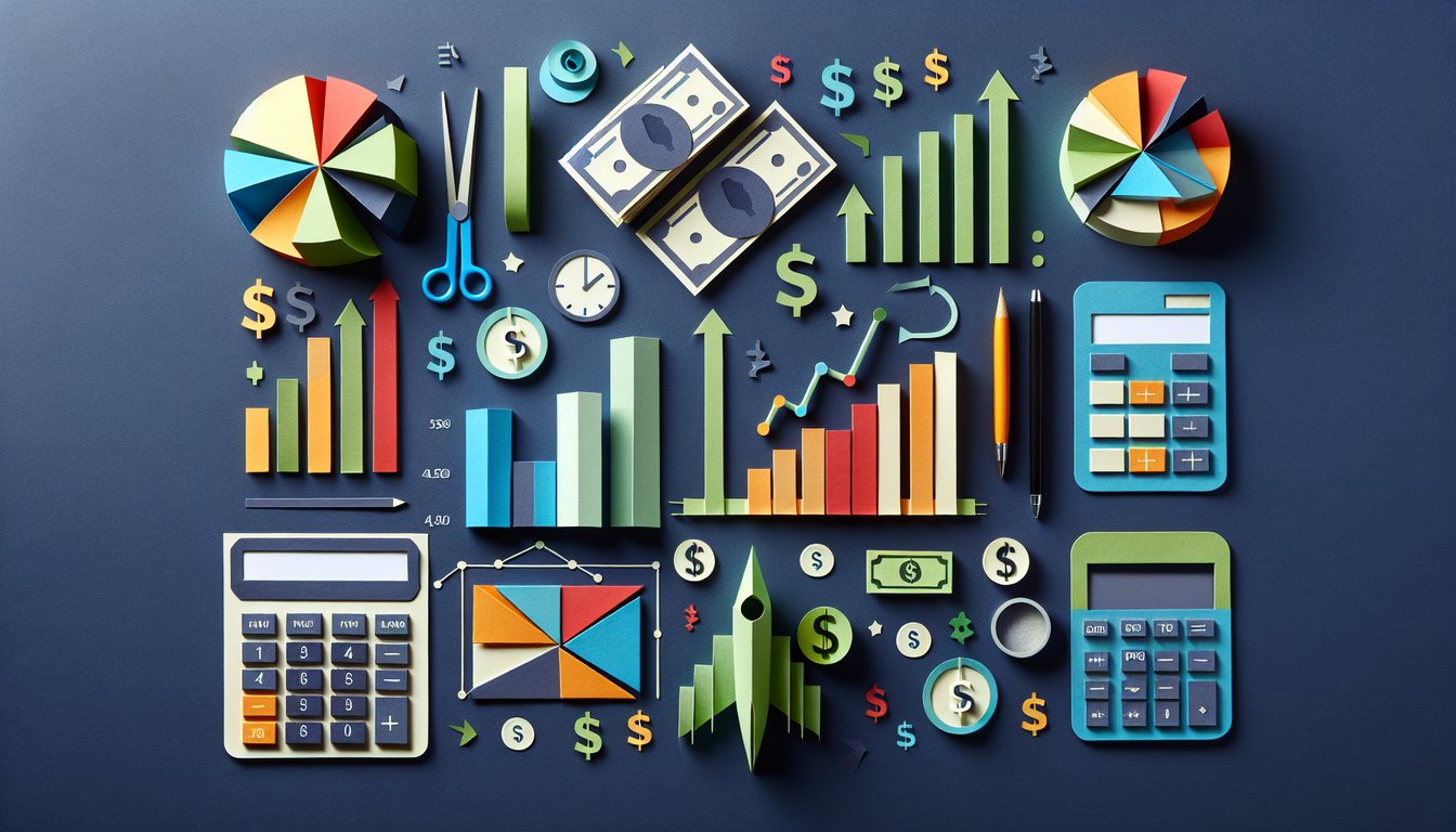 Colorful paper art illustrating a quiz on basic accounting and finance knowledge