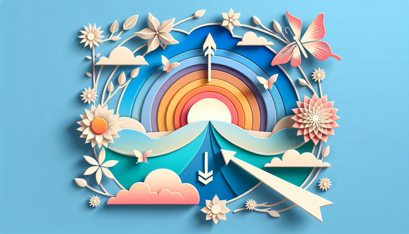 Paper art illustration for Am I Over My Ex quiz on sky blue background