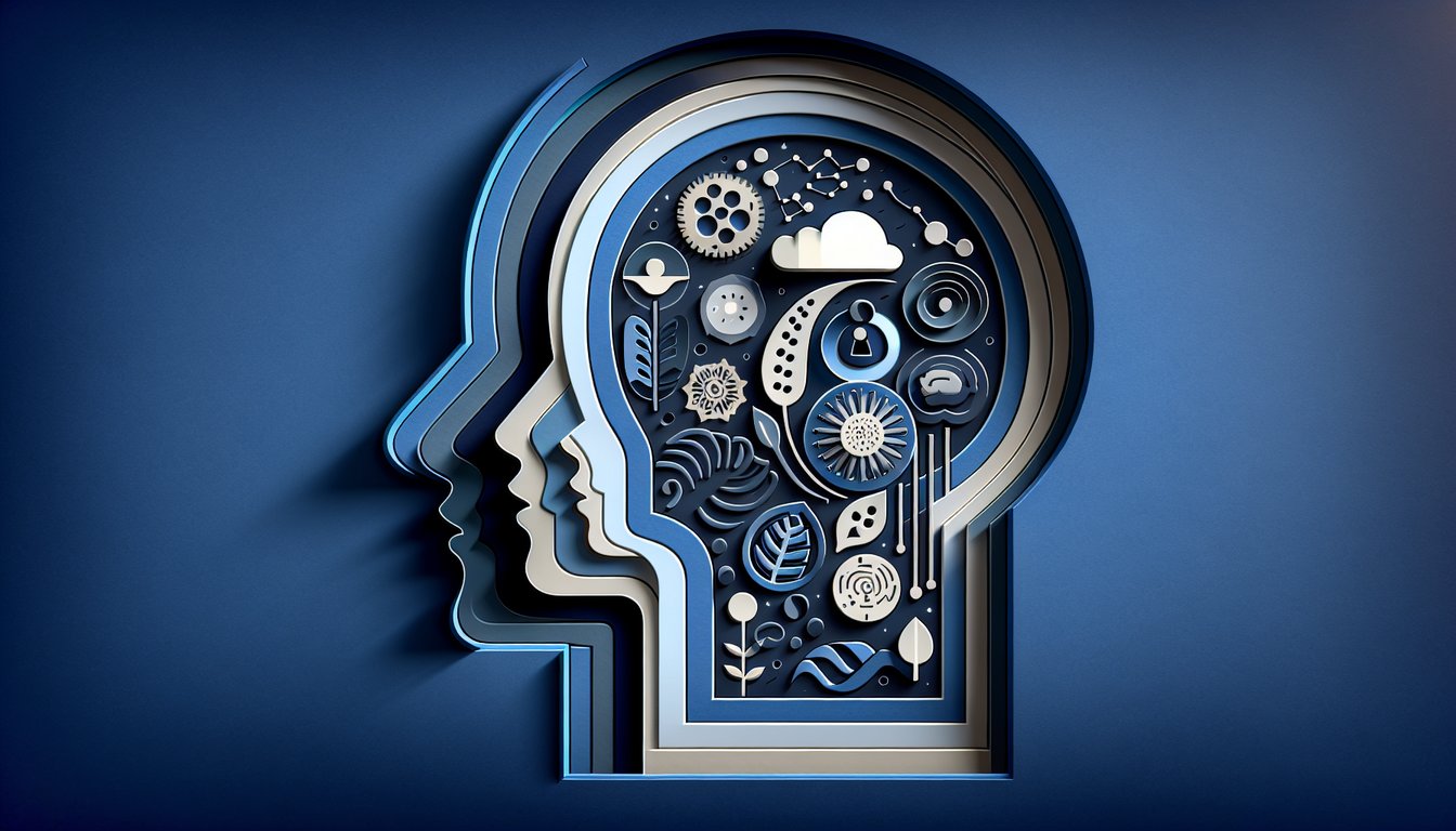 Paper art illustration for a Parentification Trauma Test quiz on a dark blue background