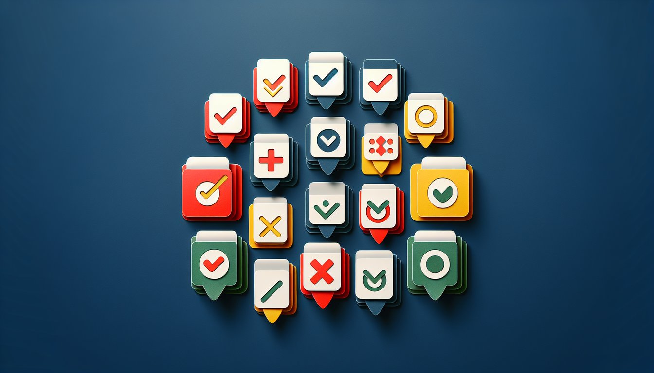 Colorful paper art depicting elements of a trivia quiz about matching political statements