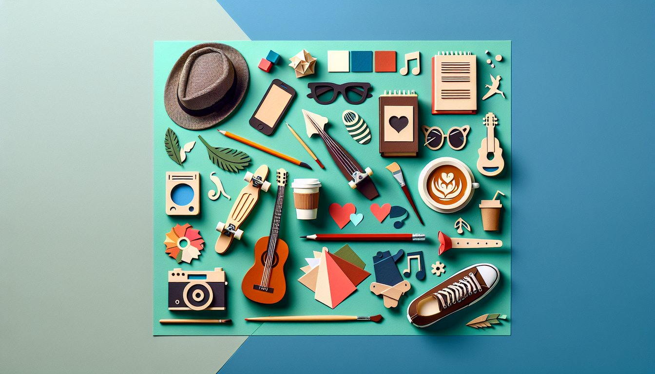 Paper art illustration for a quiz to find a cute nickname based on personal style and vibe on teal background