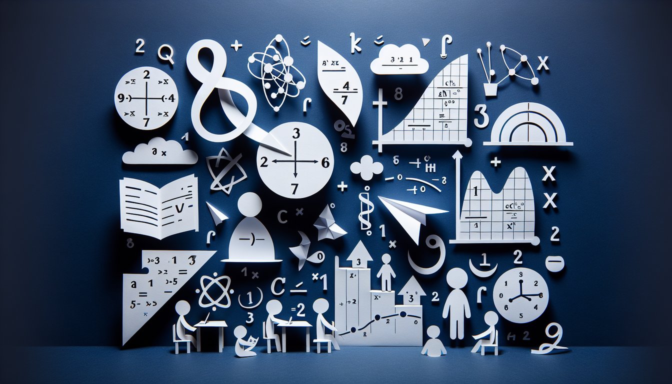 Colorful paper art promoting Algebra 1 Function Focus practice quiz for high school students.