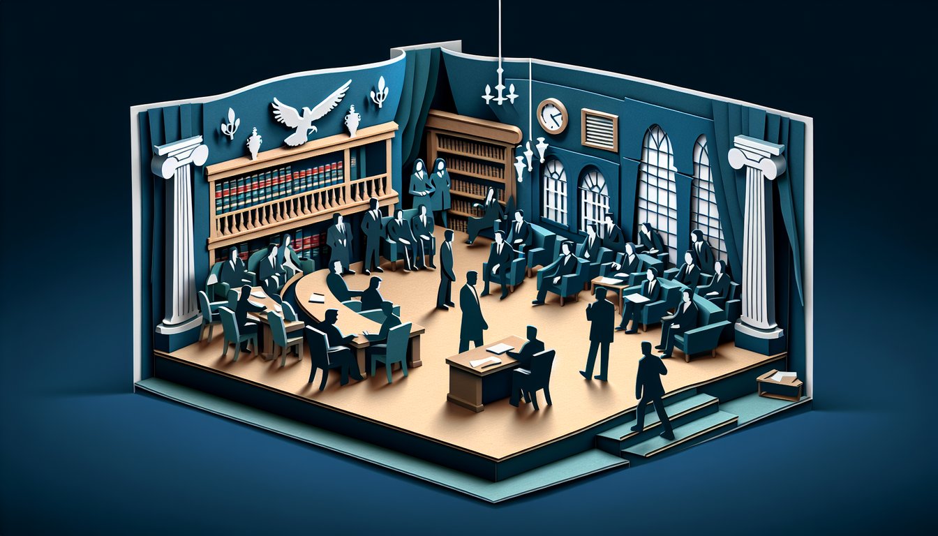 Paper art illustration for Better Call Saul trivia quiz on dark blue background